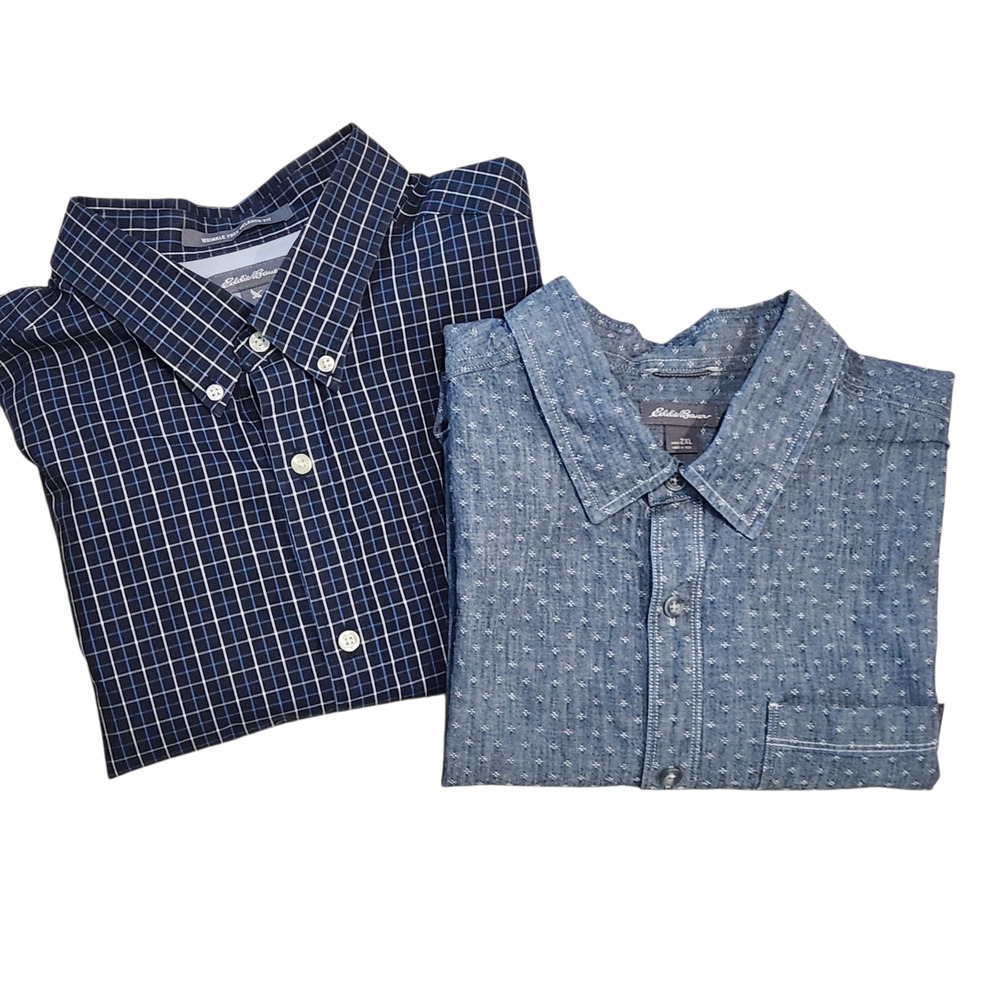 Eddie Bauer Lot of 2 Cotton Button-down Shirts, short sleeve sz XXL 2XL